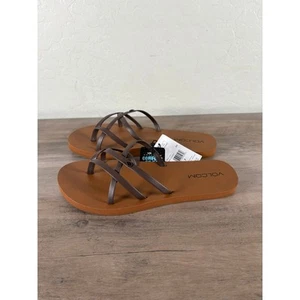 Volcom Easy Breezy Flip Flop Riemchensandale Größe 7 - braun - neu mit Etikett - Bild 1 von 4