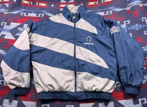 Vintage Dallas Cowboys Jacket Coat Mens Pro Player NFL Football 90s Windbreaker - Picture 1 of 17