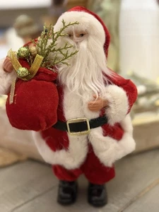 Statuina Babbo Natale Tradizioni 2017 in pelliccia rifinita tuta rossa 9" ottime condizioni - Foto 1 di 8