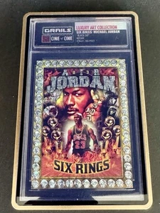 Michael Jordan 1 di 1 6 anelli carta Graal con custodia COA lastra con bordo oro - Foto 1 di 9