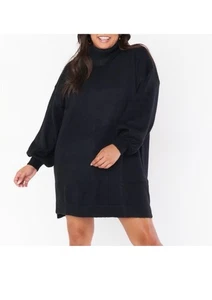 Show Me Your Mumu Chester Sweater Dress Black Knit 1X - Picture 1 of 6