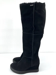 Women’s Size 7 Sofft Sovania Waterproof Suede Shearling Tall Boot Wedge Heel - Picture 1 of 11