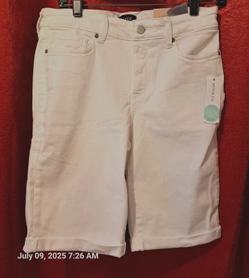 NYDJ Brilla Optic White Denim Shorts Roll Cuff Wms 8 bermuda NWT - Image 1 of 4