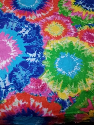 Vintage Sewing Fabric Soft Flannel Multi-color Tie Dye Hippie 1.75ydx45" Cotton - Image 1 of 4