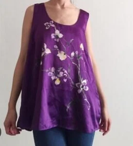 APT. 9 Satin Floral Sleeveless Flowy Boho Blouse 3X Purple - Picture 1 of 10