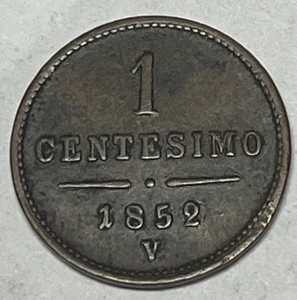 1852V Lombardy-Venetia Venice Italy 1 Centesimo Fine F Dirty - Picture 1 of 2