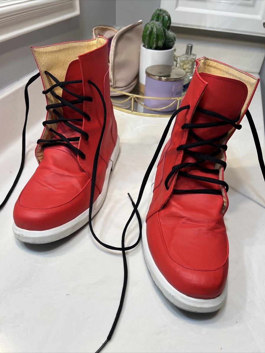 Zapatos De Payaso De Vinilo Amarillo Y Rojo Blanco Zapatos De