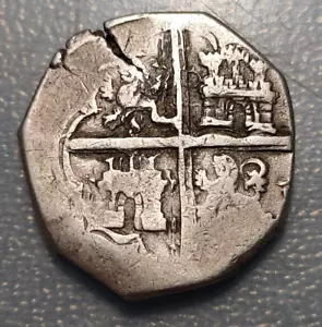 SPAIN OR SPANISH COLONIAL 8 REALES SILVER COB MACUQUINA 27.38g - Picture 1 of 2