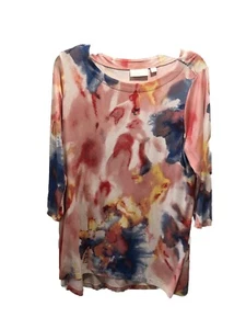 Belle By Kim Gravel Medium Pastel Watercolor Artsy Blouse 3/4 Sleeve - Picture 1 of 5