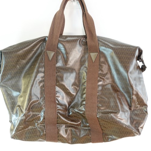 Borsa vintage MARIO VALENTINO grande marrone logo V weekender shopper tote PVC DIFETTO