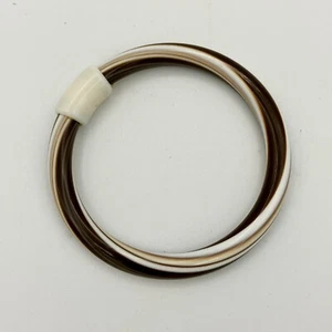 LEA STEIN PARIS laminierter Zelluloidarmreif Armband Mokka & weißes Muster Wirbel - Bild 1 von 2