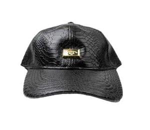 Capital Gains Men's Streetwear Snake Leather Black Baseball Style Strap Back Hat - Picture 1 of 5