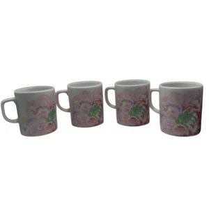 Limoge Impressions de Paris No. 976 Pair Fleurs 8 oz Porcelain Mugs Cups Set 4 - Picture 1 of 6