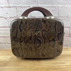 HEYS Luggage Brown Snakeskin Makeup Hardcase Overnight Carryon Bag 12x12x6 - Picture 1 of 12