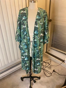 Banana Leaf Robe Kaftan Caftan Cotton Man Women Unisex New Green Boho Hippie - Picture 1 of 24