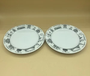 Boston China Wahrzeichen Strand LOT 2 Salatteller von Donna Sue Chesborough 7,75 Zoll - Bild 1 von 7