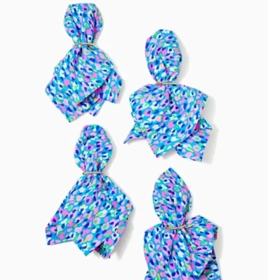 Servilletas de mesa de tela Lilly Pulitzer nuevas con etiquetas con soportes de bambú dorado (4 servilletas y... Foto 1 de 4