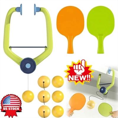 Juego de Entrenador de Tenis de Mesa Colgante Puerta Pong Juego para Niños con Raqueta y Pelotas Foto 1 de 4