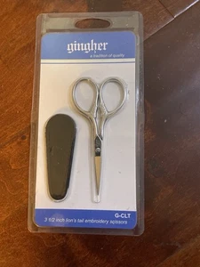 Vtg Gingher 3.5” Lion’s Tail Embroidery Scissors G-CLT w/ Sheath Made in Italy - Picture 1 of 2