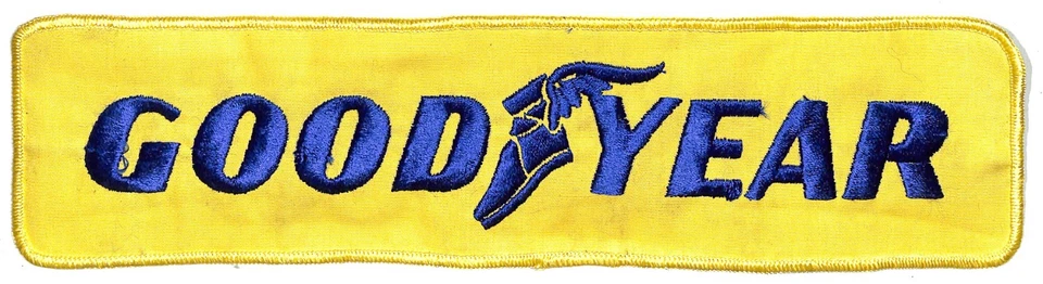 Parche bordado grande con logotipo de neumáticos Goodyear vintage 3" x 11 1/2" amarillo (#7) Foto 1 de 2