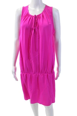 Vestido rosa Amanda Uprichard para mujer con corbata de seda cuello en V sin mangas cintura caída talla S Foto 1 de 4