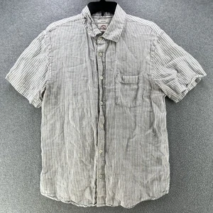Panama Jack Mens Button Shirt Large L Blue Linen Striped Short Sleeve Camisa - Picture 1 of 8