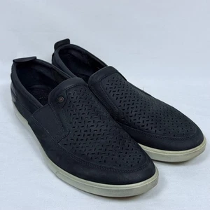 ECCO Men's 13 Black Leather Slip On Loafers Perforated - Picture 1 of 10