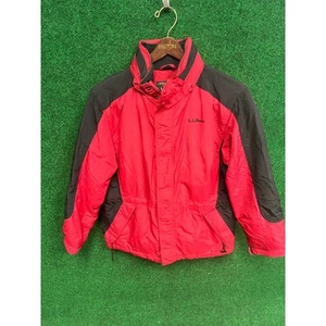 LL Bean Kids Youth Boys Jacket Coat Large Red Insulated Full Zip & Snaps Hooded - Picture 1 of 8
