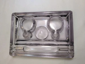 Vintage Purple Amethyst Art Deco Glass Double Inkwell & Fountain Pen  Caddy - Picture 1 of 23