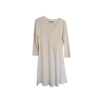 Vestido Suéter Marc New York Andrew Marc Mediano/Pequeño Blanco Marfil Tejido Ajuste y Acampanado Foto 1 de 4