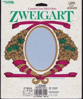 Punto de Cruz Zweistik Wedgewood Azul 25 ct Lugana Alemania Suiza 14"x18"  Foto 1 de 2