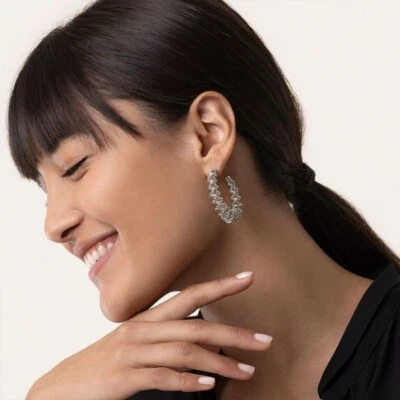 BIGIOTTERIA DONNA VESTOPAZZO ORECCHINI HOOP FISARMONICA PLACCATO ARGENTO MI3105S - Immagine 1 di 3