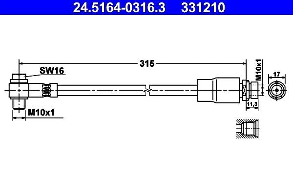 Manguera de freno ATE para Ford Mondeo II Turnier 1071941 Foto 1 de 1