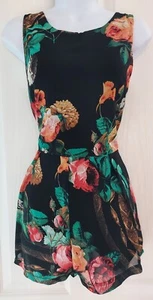 Womens Wal G Playsuit size small black flowers holiday summer vgc - Picture 1 of 3