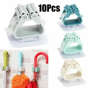 10PCS Mop holder Wall-mounted Broom Brush Handle Tool Hanger Sticky Hook - Picture 1 of 14
