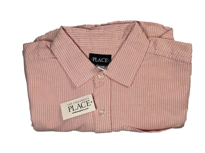 The Children’s Place Boys Striped Button Down Tee Size 16 XXL Color Earth Rose - Image 1 of 3