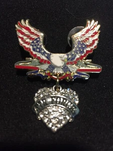 Army Navy, Air Force, Marines Patriotic Eagle pin with US Air F orce Heart - Picture 1 of 1