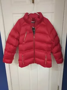 Polo Ralph Lauren Womens Jacket Red L Satin Down Puffer Lipstick Winter $295MSRP - Picture 1 of 7