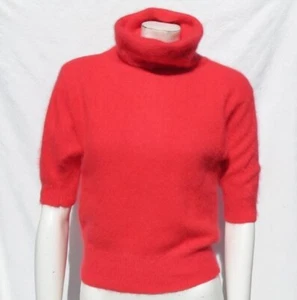 Vtg Jump for Charley US Women’s S M Red Fuzzy Angora Sweater Top Turtleneck - Picture 1 of 5