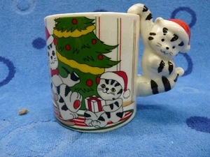 Weihnachten Katze und Kätzchen Kaffeebecher Tasse Katzengriff - Bild 1 von 8