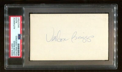 Vernon Biggs Signed Index Card 3x5 Autographed 1969 Jets D:1994 PSA/DNA - Image 1 of 2
