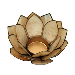 Capiz Shell Opening Lotus Flower Tealight Candle Holder