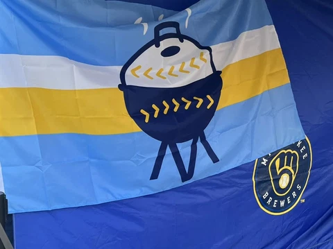 2023 MILWAUKEE BREWERS CITY CONNECT TAILGATE FLAG "GRILL LOGO" SGA Brand New Cover