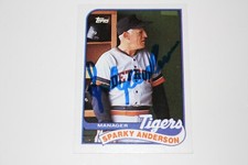 SPARKY ANDERSON SIGNED 1989 TOPPS DETROIT TIGERS BASEBALL CARD