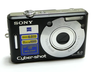 SONY DSC W40 CYBERSHOT NOIR 6 MP APPAREIL PHOTO NUMERIQUE CM 512MB CHARGEUR - Photo 1/4