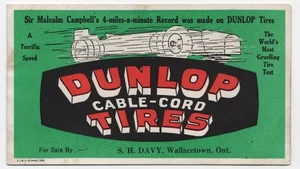 1935 Malcolm Campbell Blue Bird Land Speed Record Dunlop Tires Card Canada - Picture 1 of 2