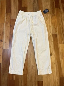 NWT WOMENS GAP WHITE SIZE 8 HIGH RISE SMOCKED LOOSE ELASTIC JOGGERS CAPRI PANTS - Picture 1 of 12