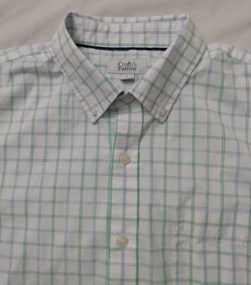 CAMISA HOMBRE CROFT & BARROW CUADROS MANGA CORTA TALLA GRANDE BLANCO AZUL VERDE Foto 1 de 2