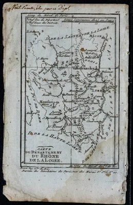 1793 - Rhone And Loire - Map Very antique - Department French - Bild 1 von 3
