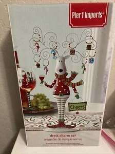 Pier 1 Reindeer Tree with Wine Charms Set - Picture 1 of 16